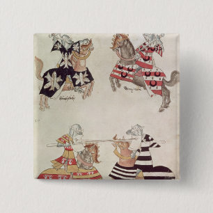 Jousting Knights, from Sir Thomas Holmes' Book Pinback Button