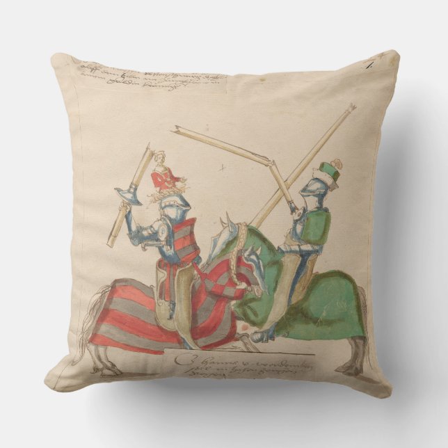 Jousting Knights Throw Pillow (Front)