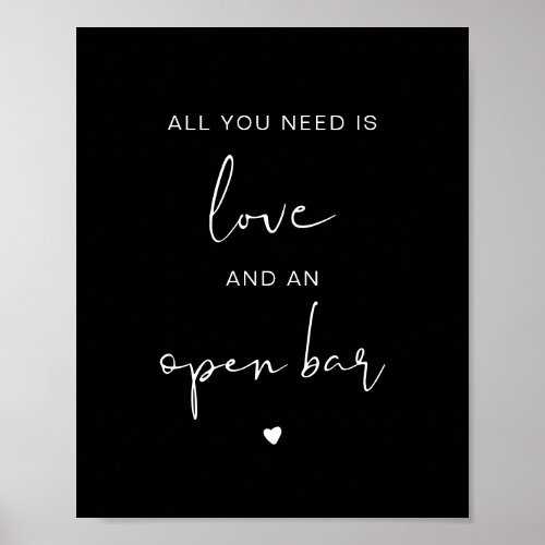 JOVI Black All You Need is Love and Open Bar Poster