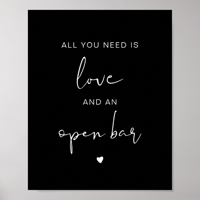 JOVI Black All You Need is Love and Open Bar Poster (Front)
