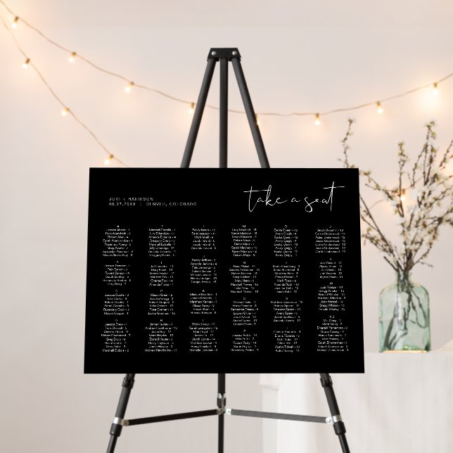 JOVI Black Alphabetical Wedding Seating Chart Foam Board (In Situ (Stand))