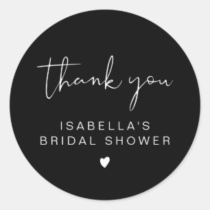 JOVI Black Edgy Bridal Shower Thank You Classic Round Sticker