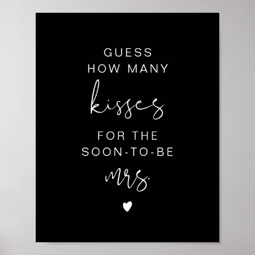 JOVI Black Edgy Guess How Many Kisses Bridal Sign