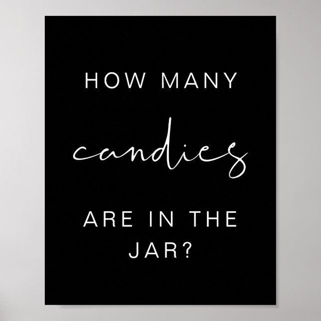 JOVI Black Edgy How Many Candies Baby Shower Game Poster (Front)