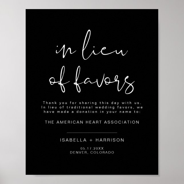 JOVI Black Edgy In Lieu of Favors Wedding  Poster (Front)
