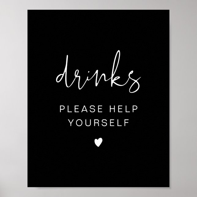 JOVI Black Edgy Modern Drinks Bar Poster (Front)