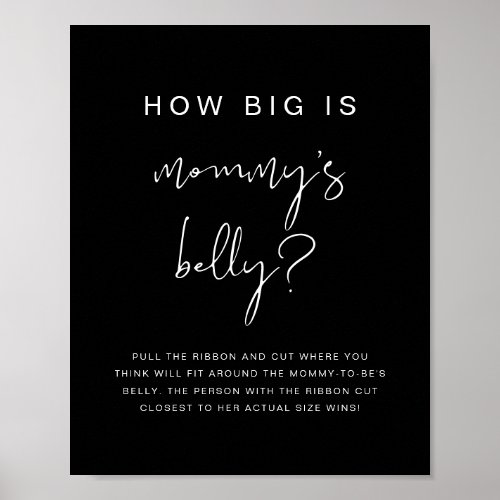 JOVI Black Edgy Modern How Big is Her Belly Game Poster