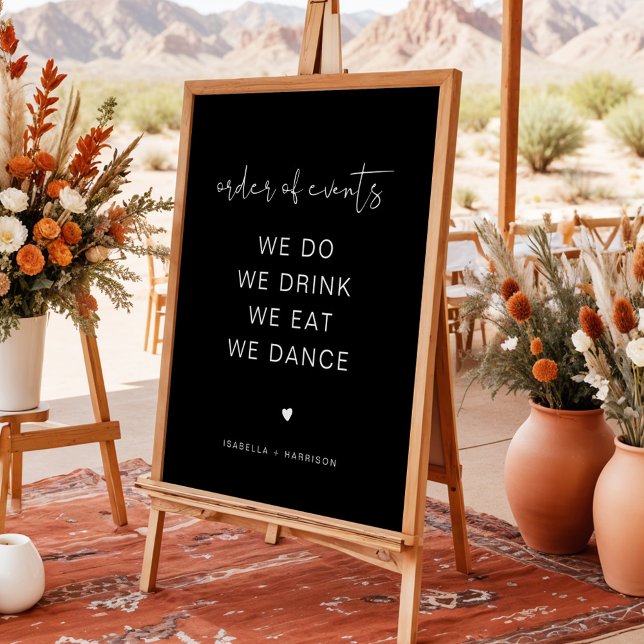 JOVI Black Edgy Wedding Order of Events Poster (Creator Uploaded)