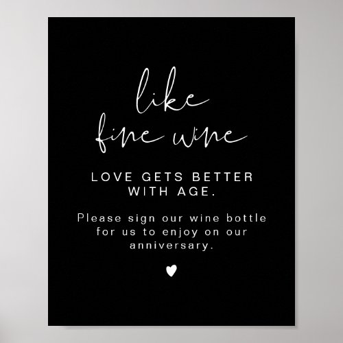 JOVI Black Modern Wine Wedding Guestbook Sign