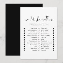 JOVI Black Modern Would She Rather Bridal Game