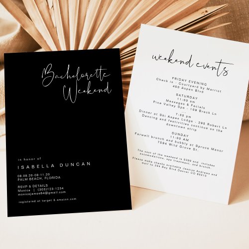 JOVI_ Black White Modern Minimalist Bachelorette Invitation