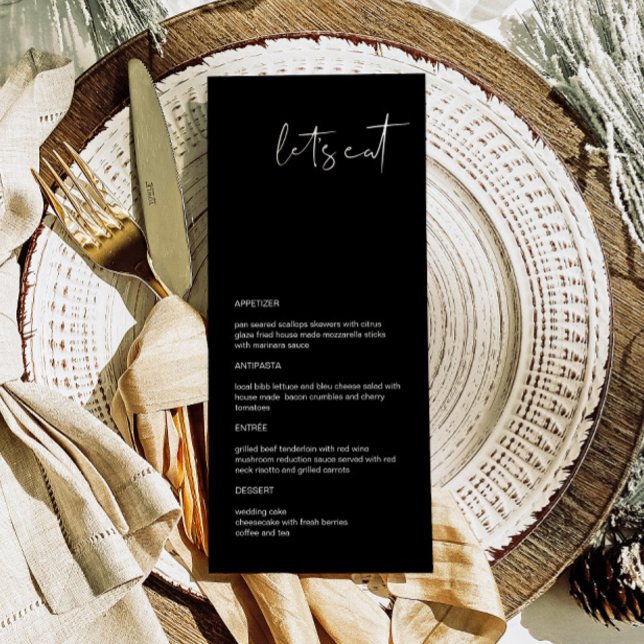 JOVI- Black White Modern Minimalist Let's Eat Menu (Creator Uploaded)