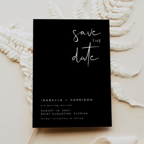 JOVI _ Black White Modern Minimalist Save the Date Invitation