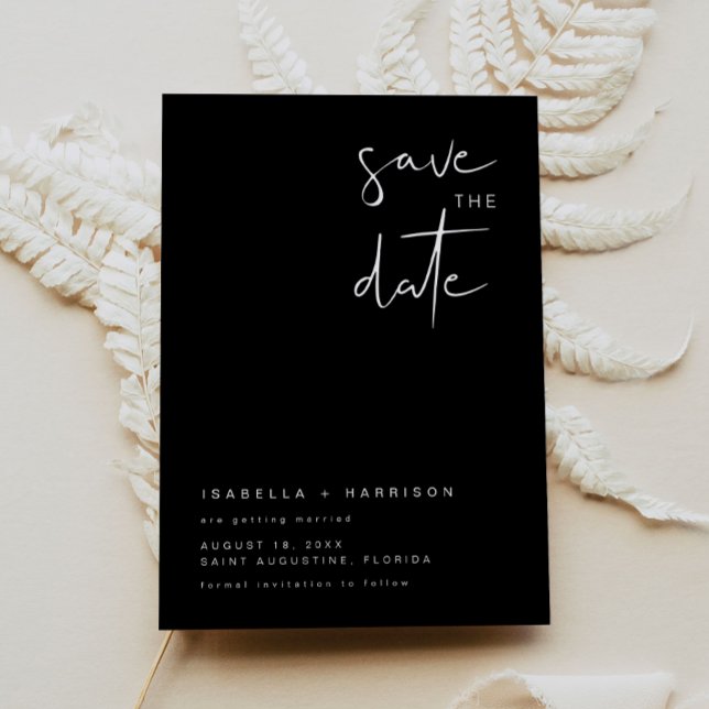 JOVI - Black White Modern Minimalist Save the Date Invitation