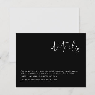 JOVI Black White Modern Minimalist Wedding Detail Invitation