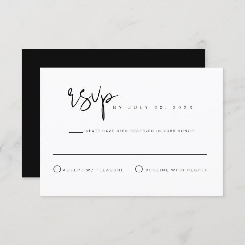 JOVI_ Black White Modern Minimalist Wedding RSVP Invitation