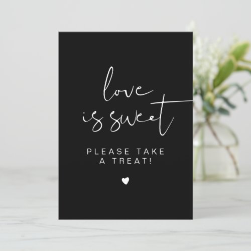 JOVI Edgy Black and White Love is Sweet Favor Sign Invitation
