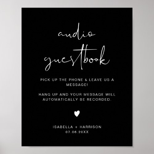 JOVI Edgy Black Audio Guestbook Wedding Sign 