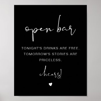Jovi Edgy Black Boho Funny Open Bar Sign by UnmeasuredEvent at Zazzle