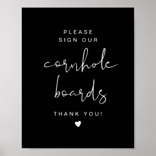 JOVI Edgy Black Cornhole Guestbook Wedding Sign