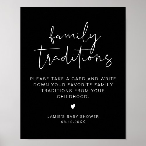 JOVI Edgy Black Family Traditions Baby Shower  Poster