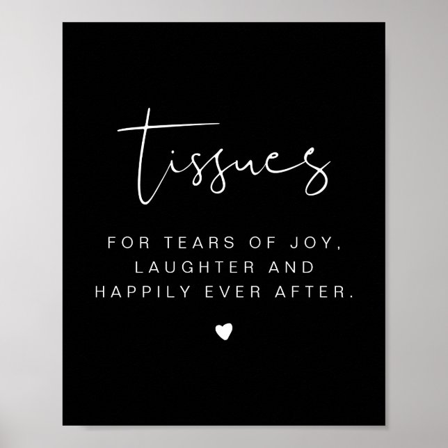 JOVI Edgy Black Minimalist Tissues Wedding Sign (Front)