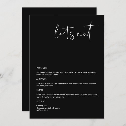 JOVI Edgy Black Modern 5x7 Lets Eat Menu