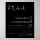 JOVI Edgy Black Modern Let's Drink Bar Menu Sign