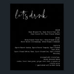 JOVI Edgy Black Modern Let's Drink Bar Menu Sign<br><div class="desc">This bar menu sign features an edgy handwritten font,  and a modern minimalist design with an edgy black and white color combination. Easily change the font and background color to match your event. This is perfect for a wedding,  couple's shower,  bridal shower,  engagement party or any other special event.</div>