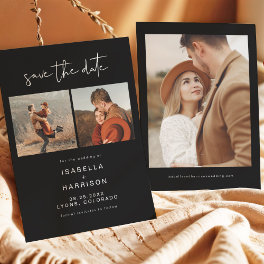 JOVI Edgy Black Modern Photo Save the Date Invitation