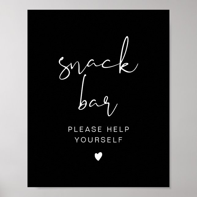 JOVI Edgy Black Modern Snack Bar Poster (Front)