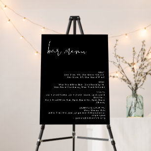JOVI Edgy Black Modern Wedding Bar Menu Foam Board