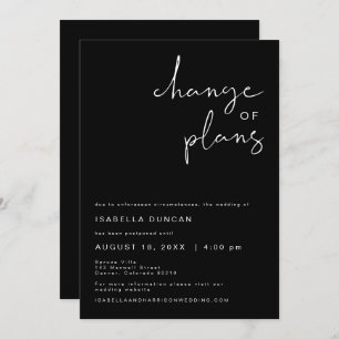 JOVI Edgy Black Modern Wedding Change of Plans Invitation