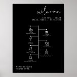 JOVI Edgy Black Modern Wedding Icon Timeline  Poster<br><div class="desc">This wedding icon timeline and welcome sign features an edgy handwritten font and modern minimalist design and an edgy black and white color combination. Click 'click to customize further' in the personalization section to open up the full editor. To add new icons, visit https://www.svgrepo.com/ and search the icon you need....</div>