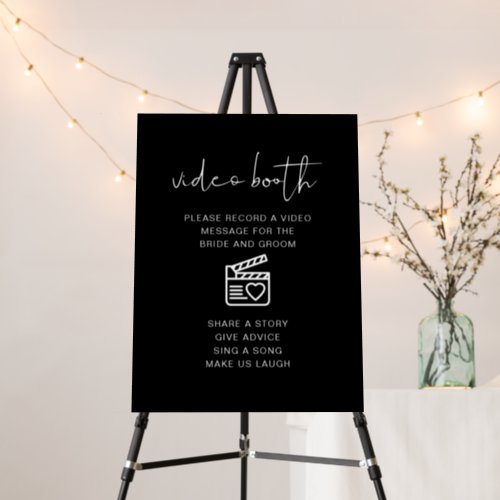 JOVI Edgy Black Modern Wedding Video Booth Sign 