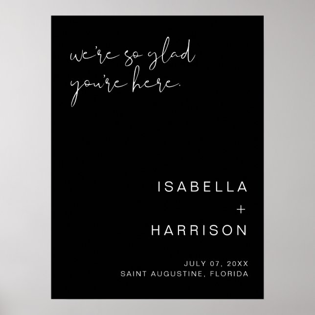 JOVI Edgy Black Modern Wedding Welcome Poster (Front)