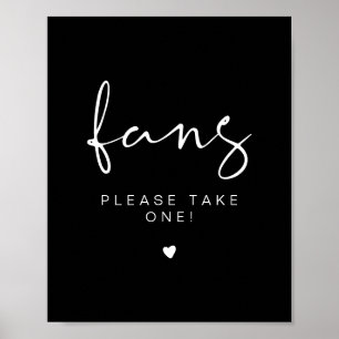 JOVI Edgy Black Please Take a Fan Wedding Sign