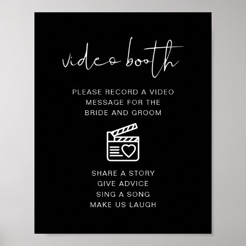 JOVI Edgy Black Wedding Video Booth Sign 