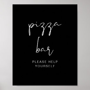 JOVI Edgy Modern Black Pizza Bar Poster