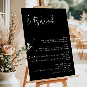 JOVI Edgy Modern Minimalist Let's Drink Bar Menu Foam Board