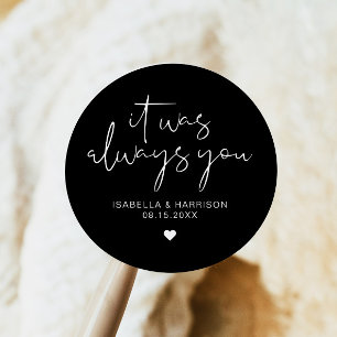 JOVI Edgy Modern Minimalist Wedding Favor Classic Round Sticker