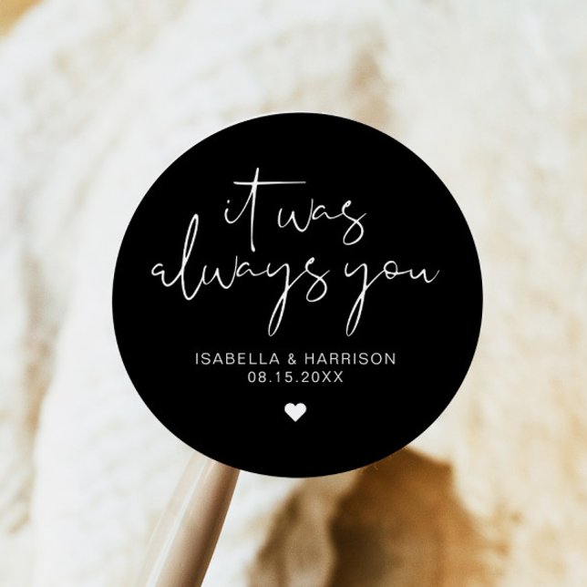 JOVI Edgy Modern Minimalist Wedding Favor Classic Round Sticker (Creator Uploaded)