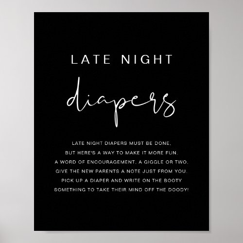 JOVI Modern Edgy Black Late Night Diapers Game Poster