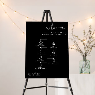 JOVI Modern Edgy Black Wedding Icon Timeline Foam Board