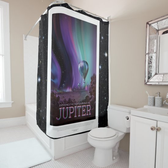 Jovian Aurora vacation advert space tourism Shower Curtain