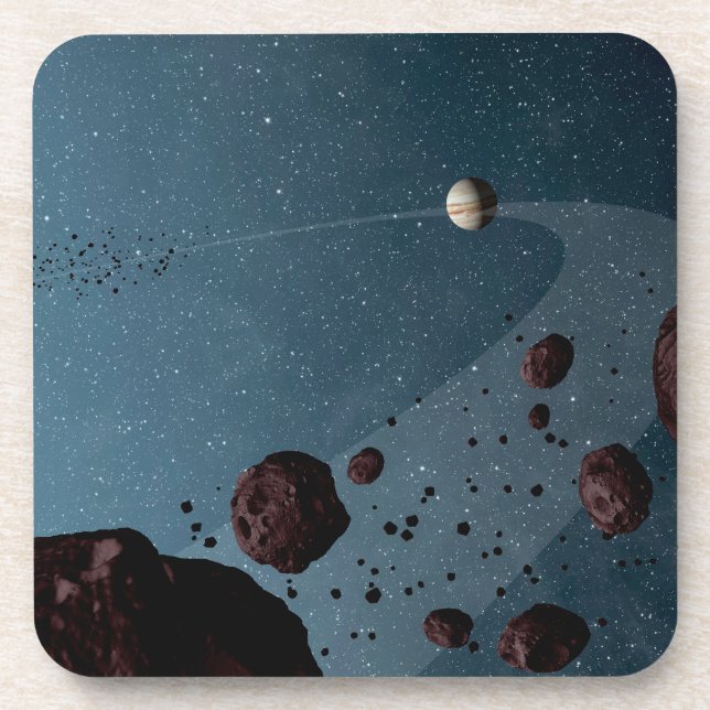 Jovian Trojans Asteroids. Beverage Coaster (Front)
