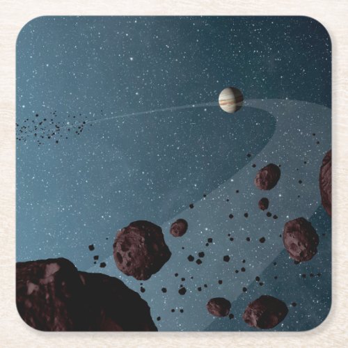 Jovian Trojans Asteroids Square Paper Coaster