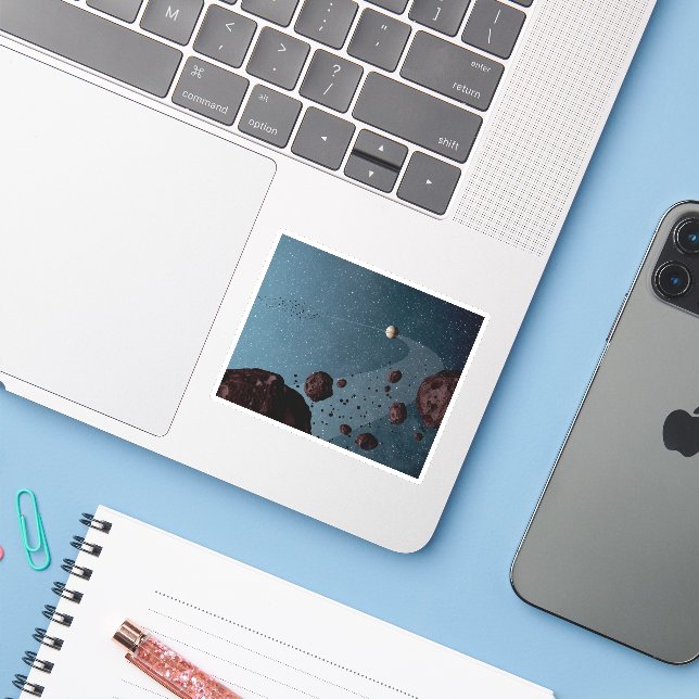 Jovian Trojans Asteroids. Sticker (Laptop w/ iPhone)