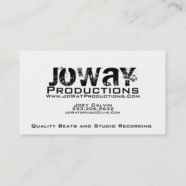 JoWaY Productions Business Card (Front)