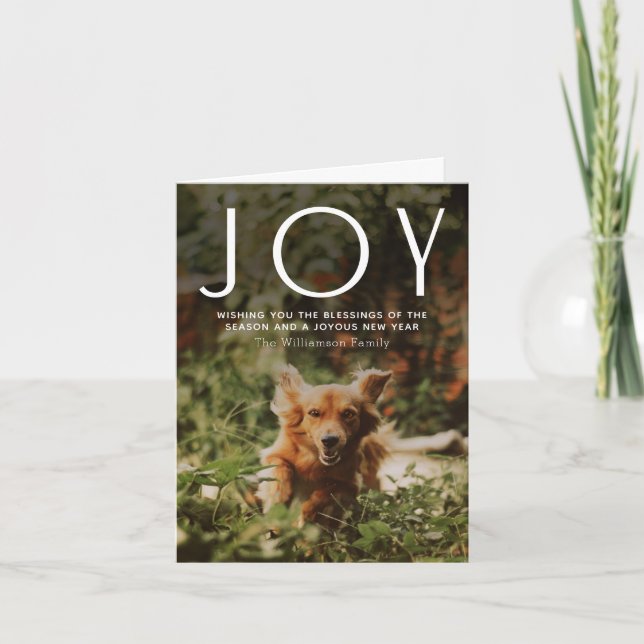 JOY 2 Photo Typography Christmas  Holiday Card (Front)